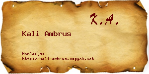 Kali Ambrus névjegykártya